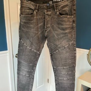 H&M Skinny Moto Jeans, 31R, Black Wash